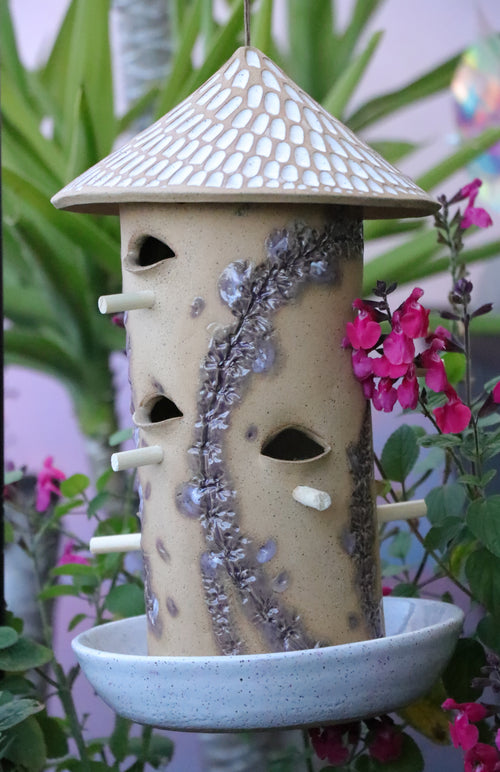 Ceramic Seed Bird Feeder - Lavender Salvia