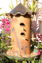 Ceramic Seed Bird Feeder - Rustic Iron Green