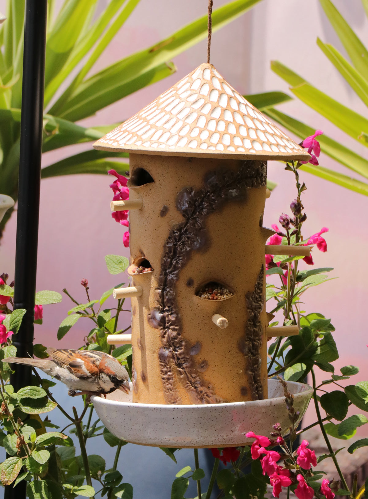 Ceramic Seed Bird Feeder - Lavender Salvia