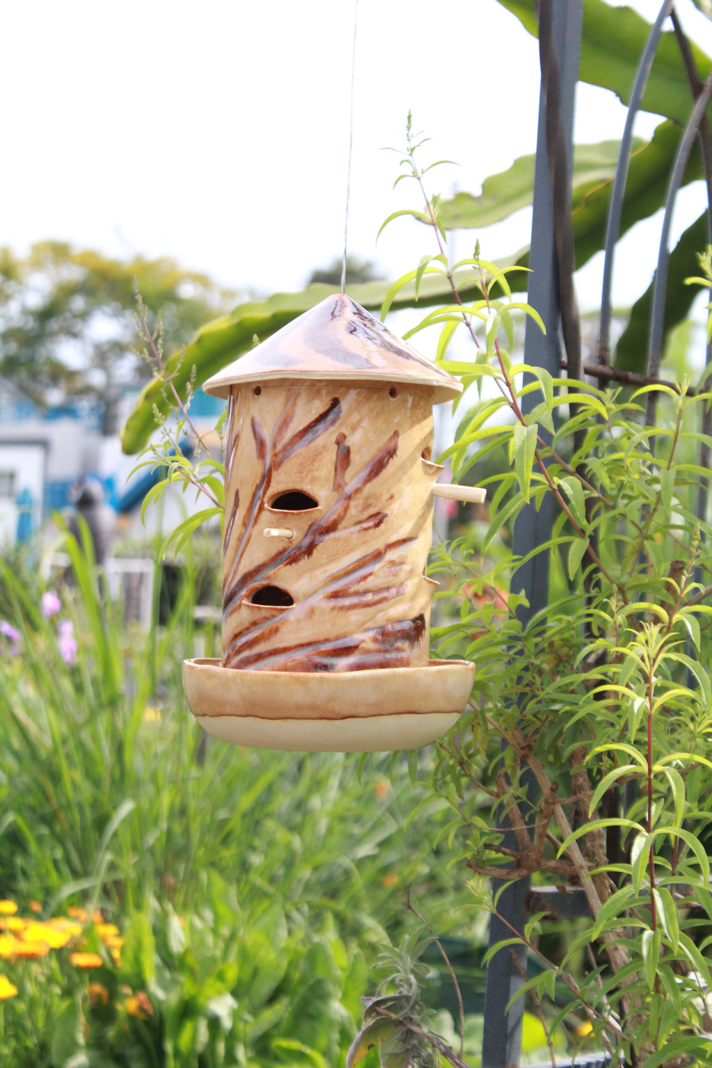 Ceramic Seed Bird Feeder - Rustic Chard