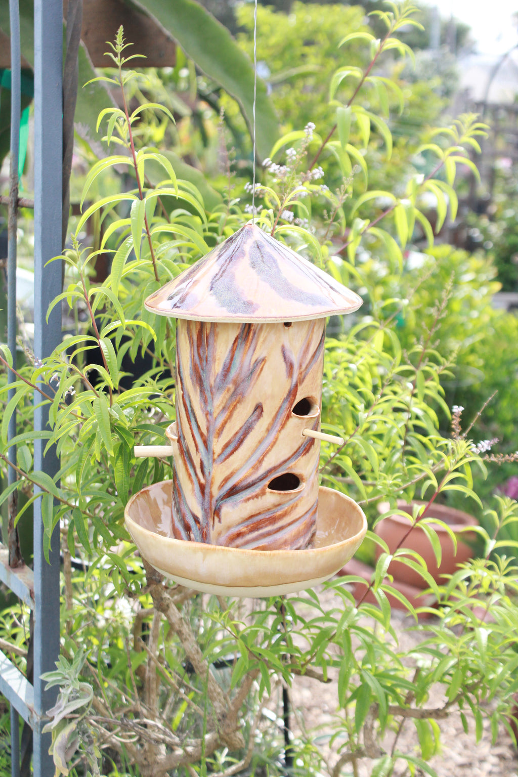 Ceramic Seed Bird Feeder - Rustic Chard