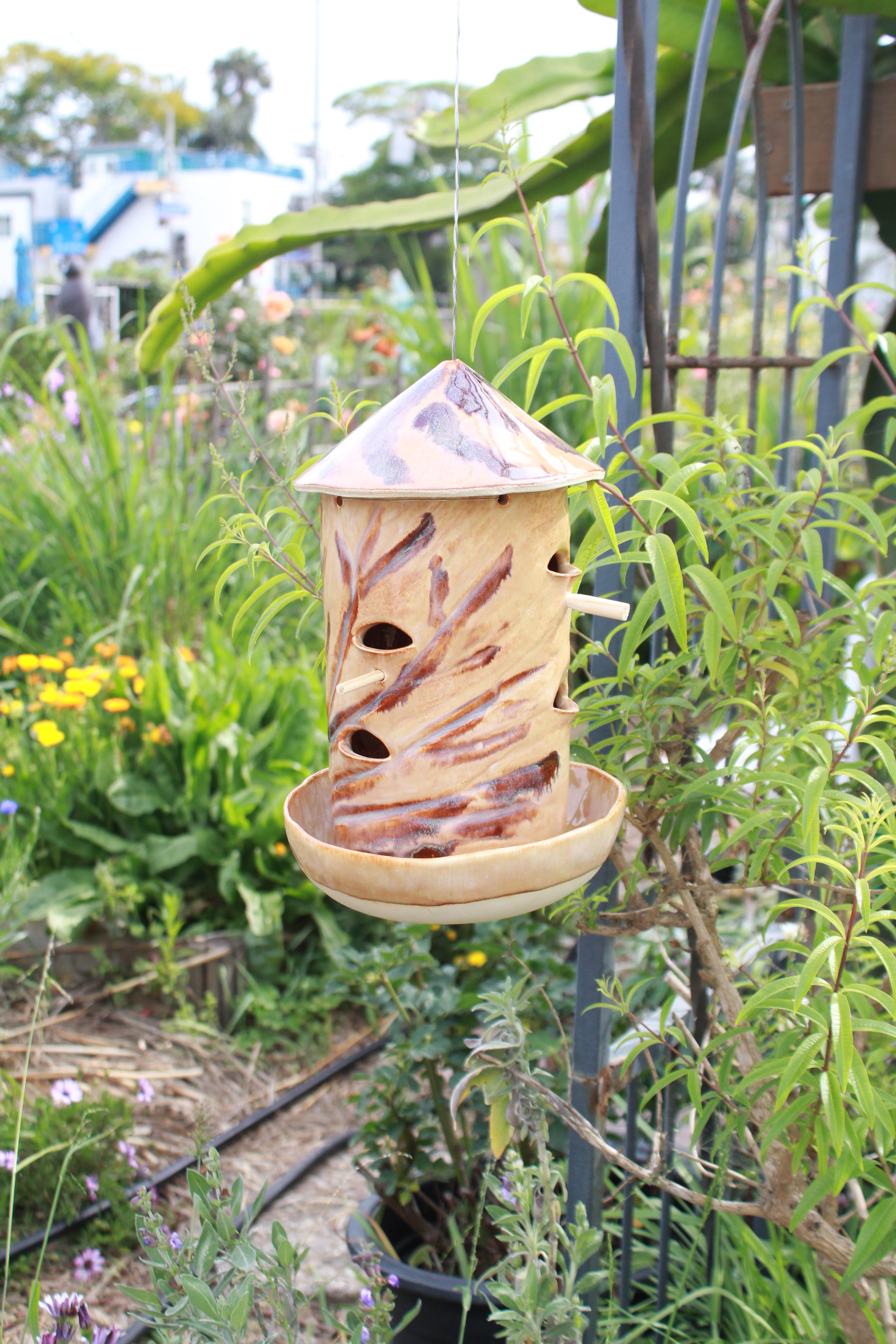 Ceramic Seed Bird Feeder - Rustic Chard
