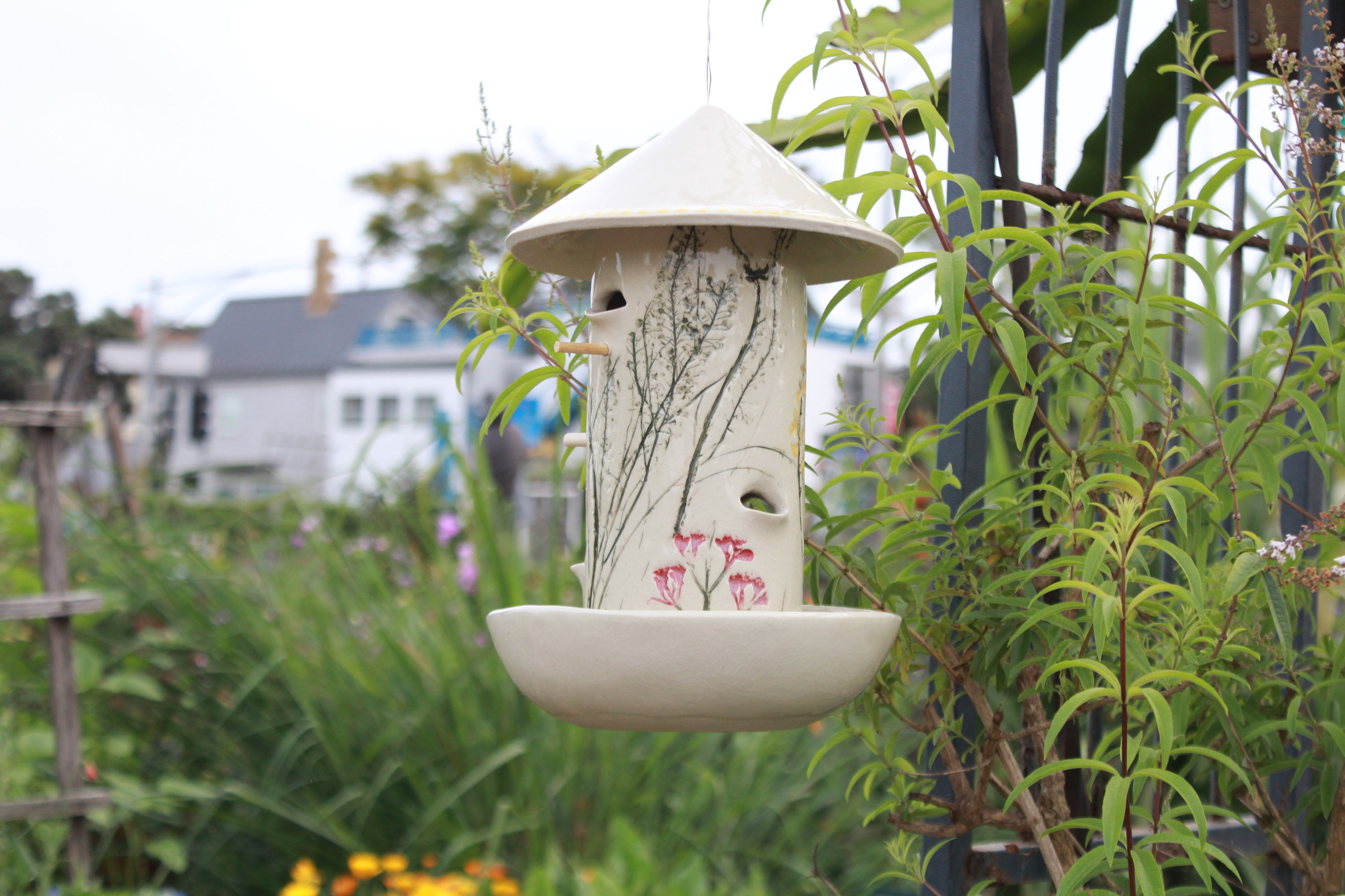 Ceramic Seed Bird Feeder - Malibu Wildflowers