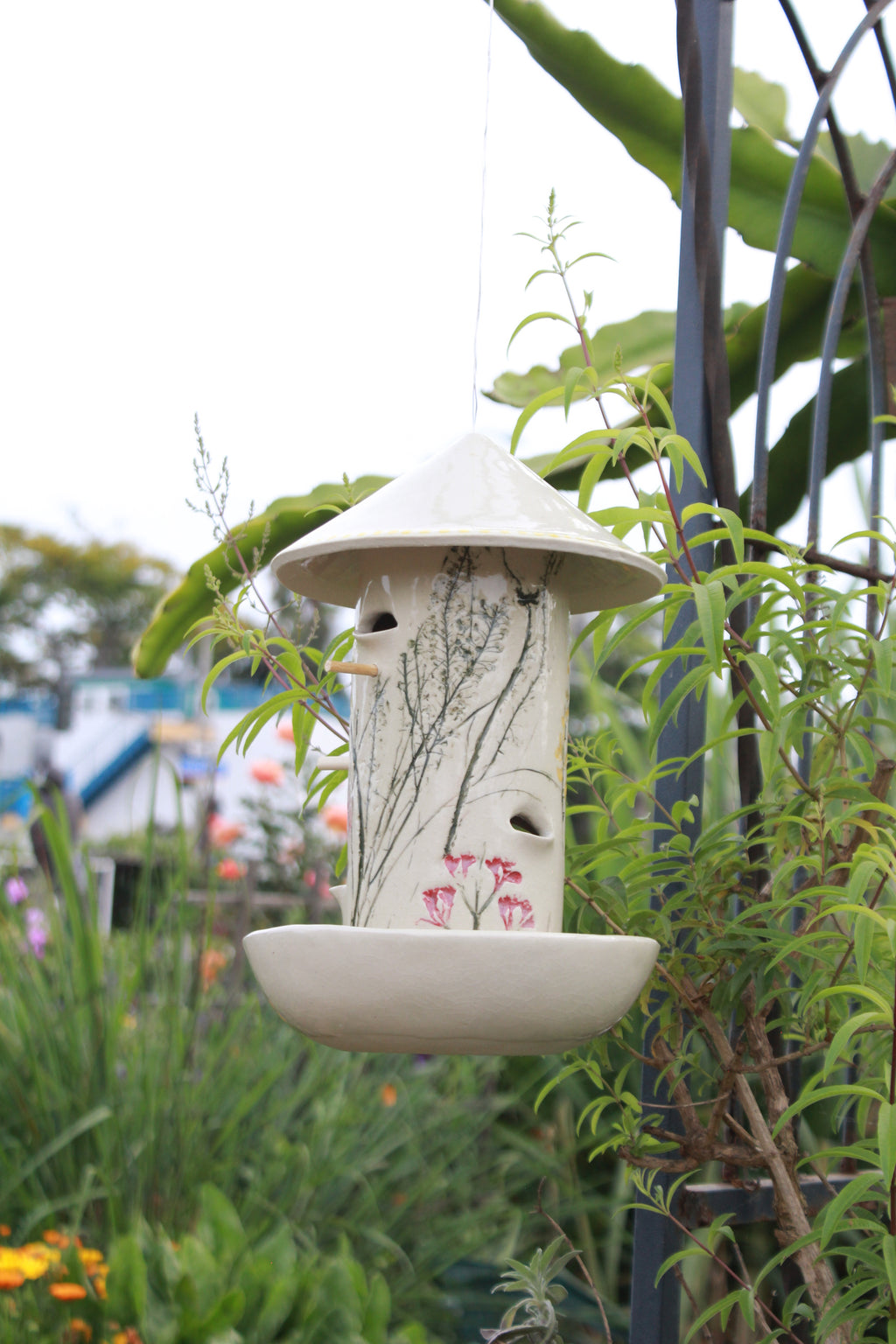 Ceramic Seed Bird Feeder - Malibu Wildflowers