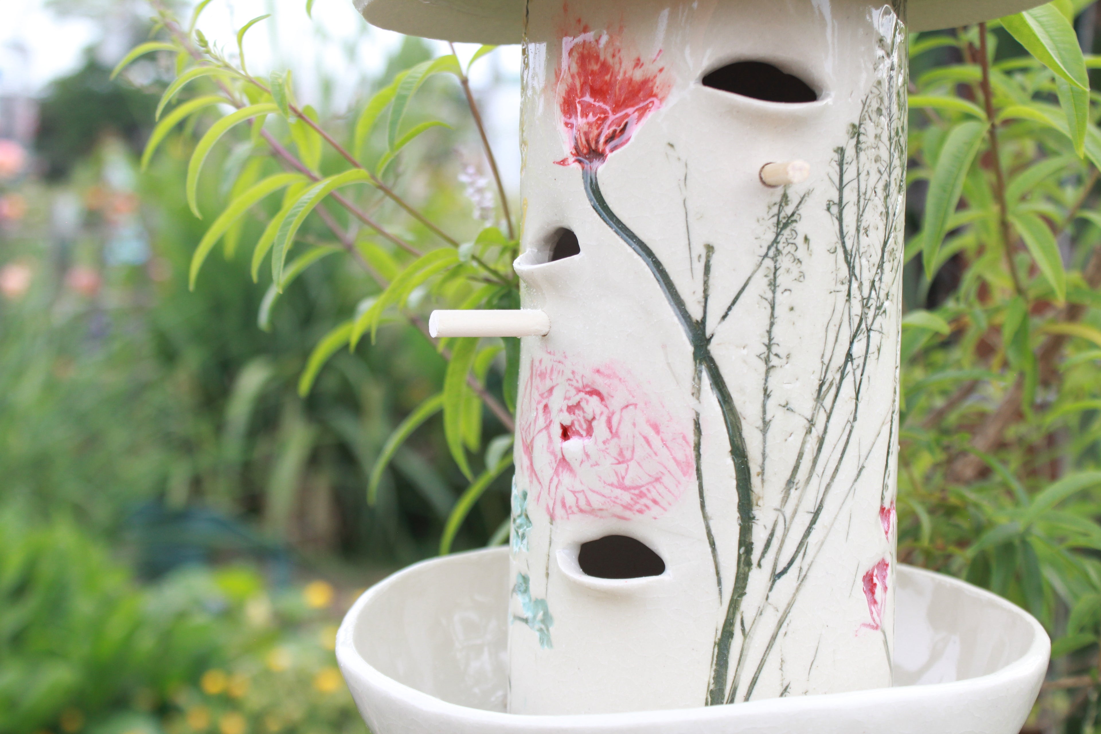 Ceramic Seed Bird Feeder - Malibu Wildflowers