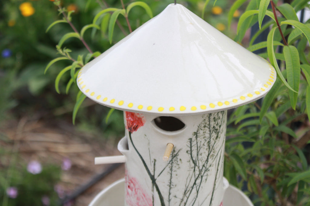 Ceramic Seed Bird Feeder - Malibu Wildflowers