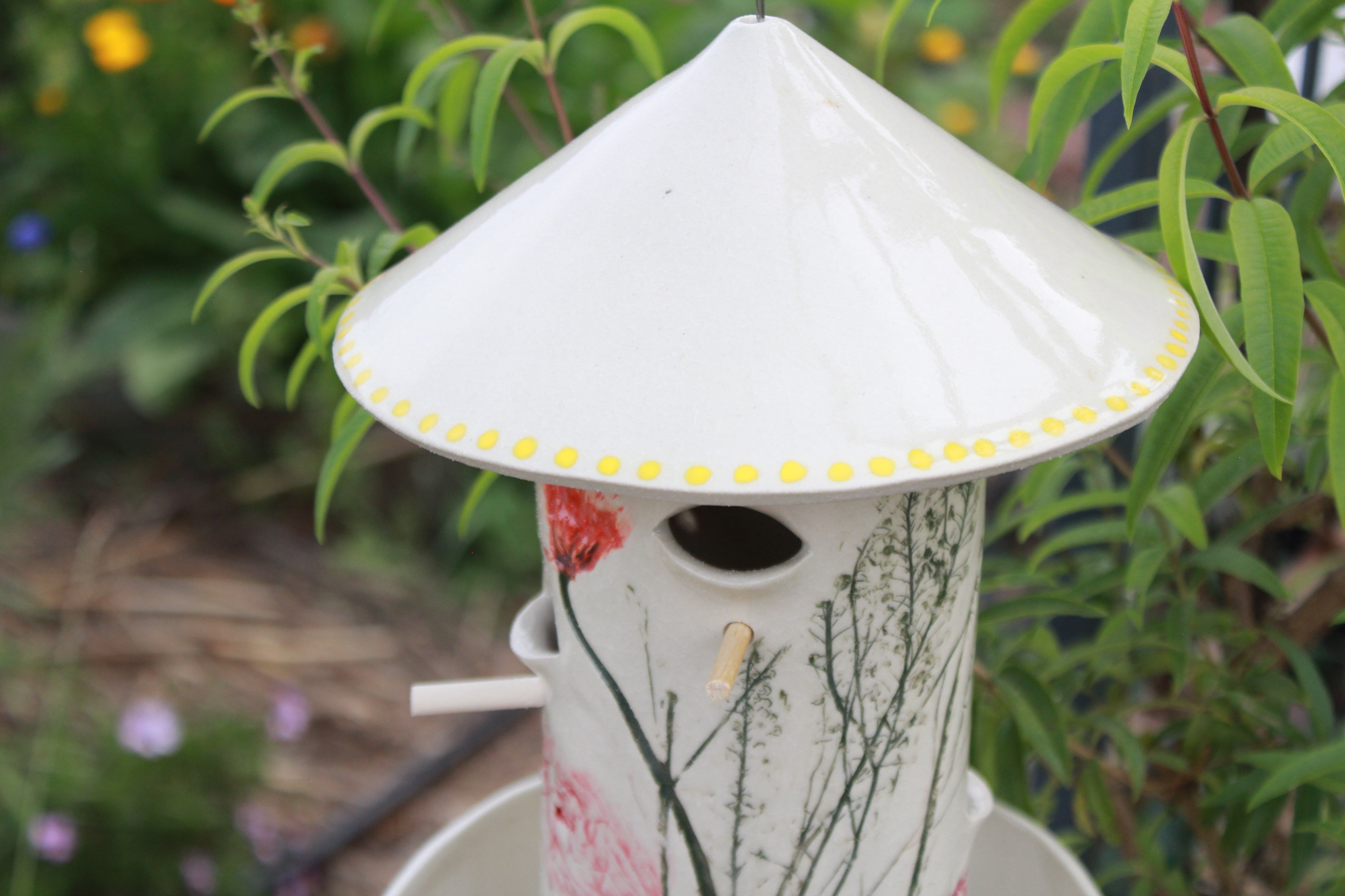Ceramic Seed Bird Feeder - Malibu Wildflowers