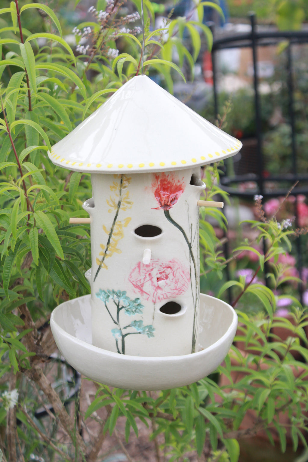 Ceramic Seed Bird Feeder - Malibu Wildflowers