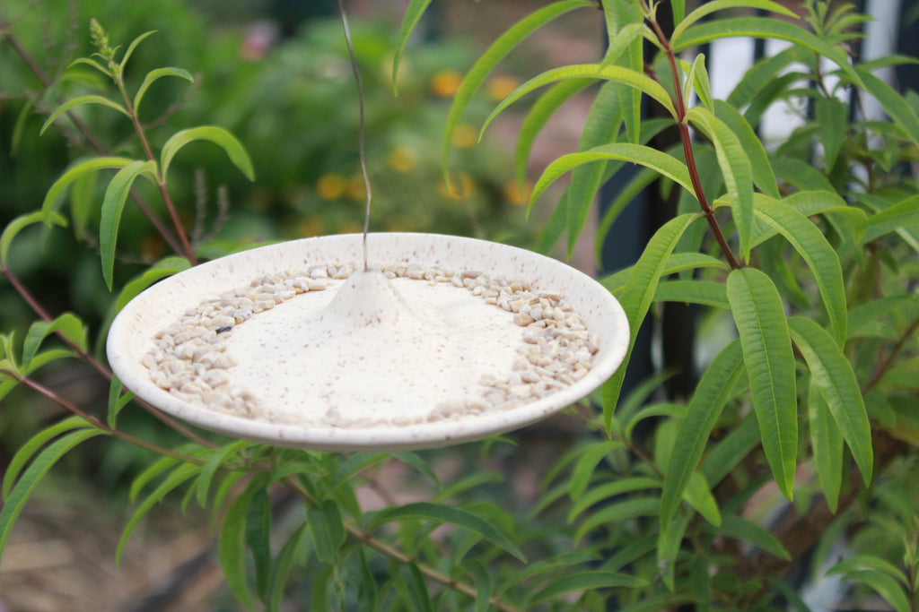 Handcrafted Ceramic Hanging Bird Feeder Plate