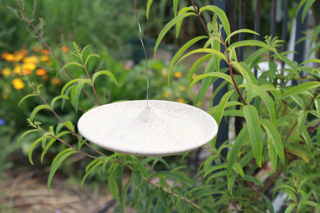 Handcrafted Ceramic Hanging Bird Feeder Plate