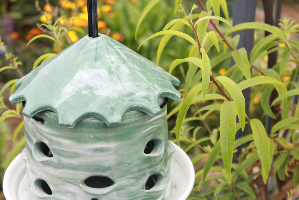 Ceramic Seed Bird Feeder - Marbled Sage