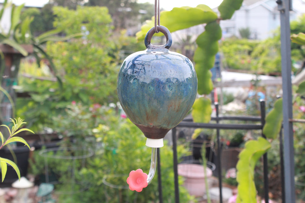 Ceramic Hummingbird Feeder - Blue River