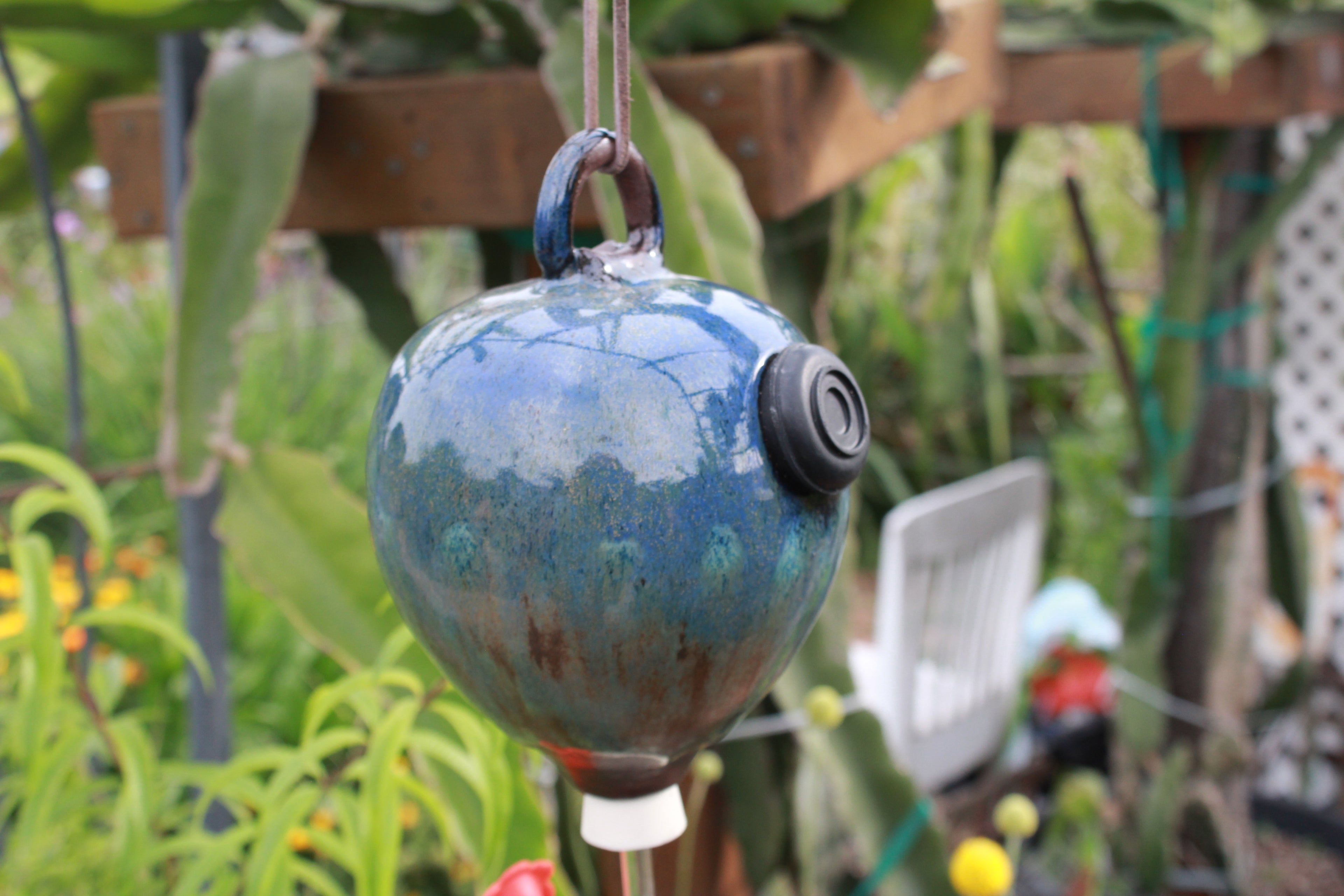Ceramic Hummingbird Feeder - Blue River