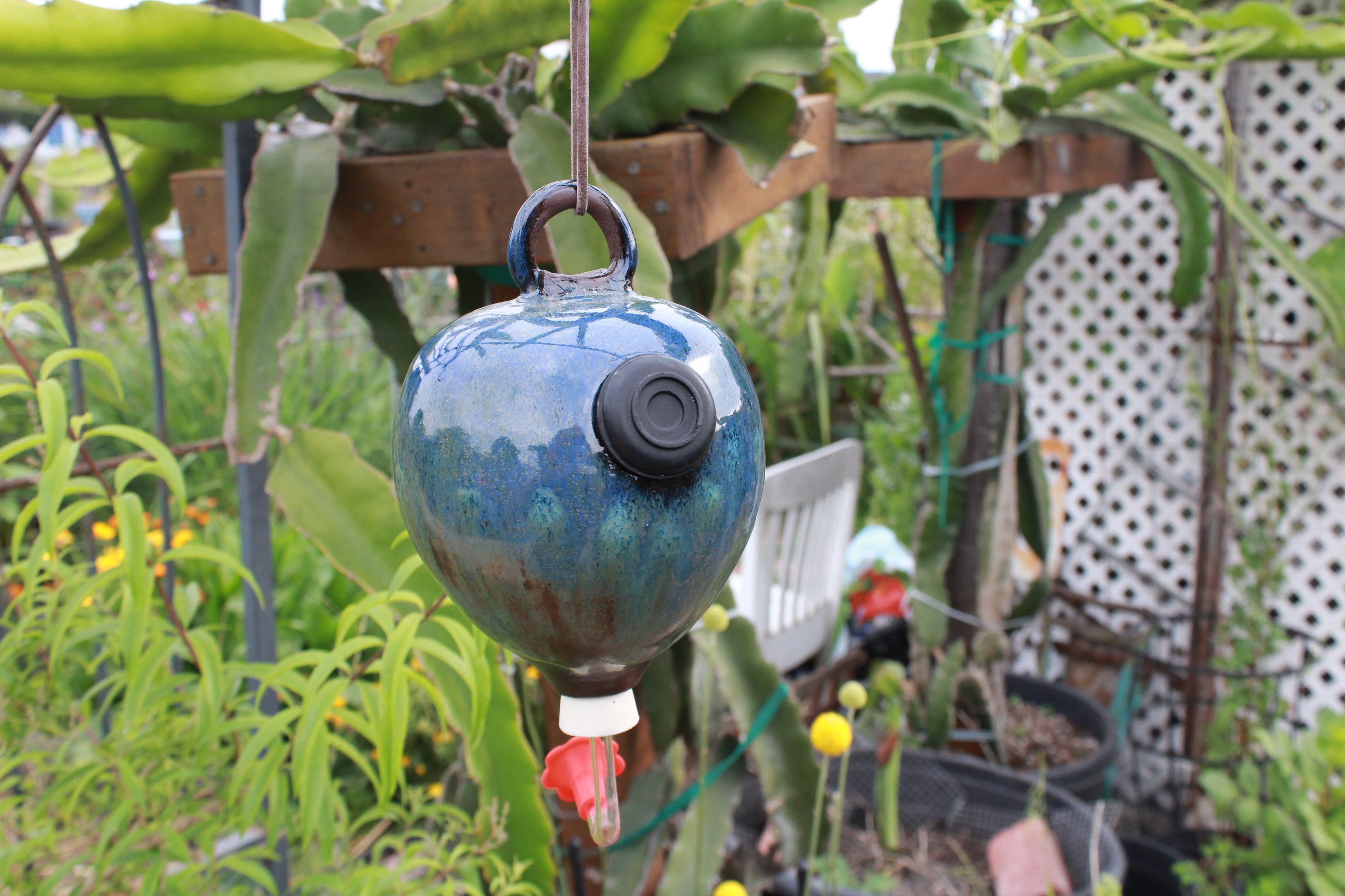 Ceramic Hummingbird Feeder - Blue River