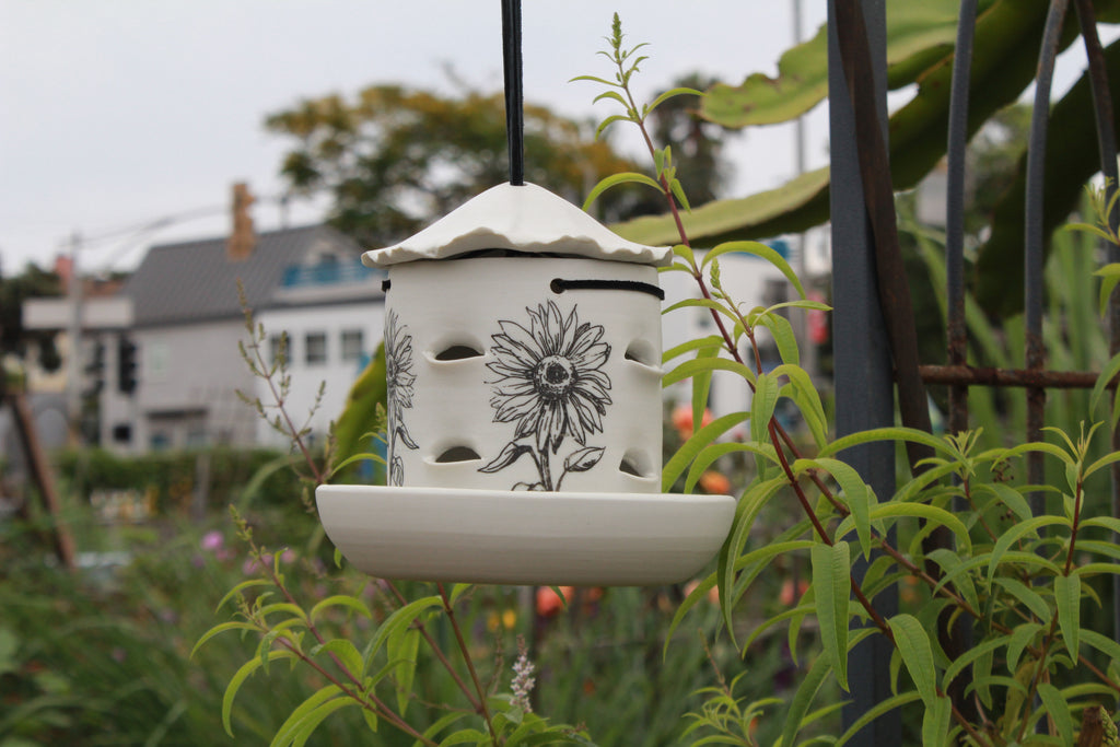 Ceramic Seed Bird Feeder - Sunflowers