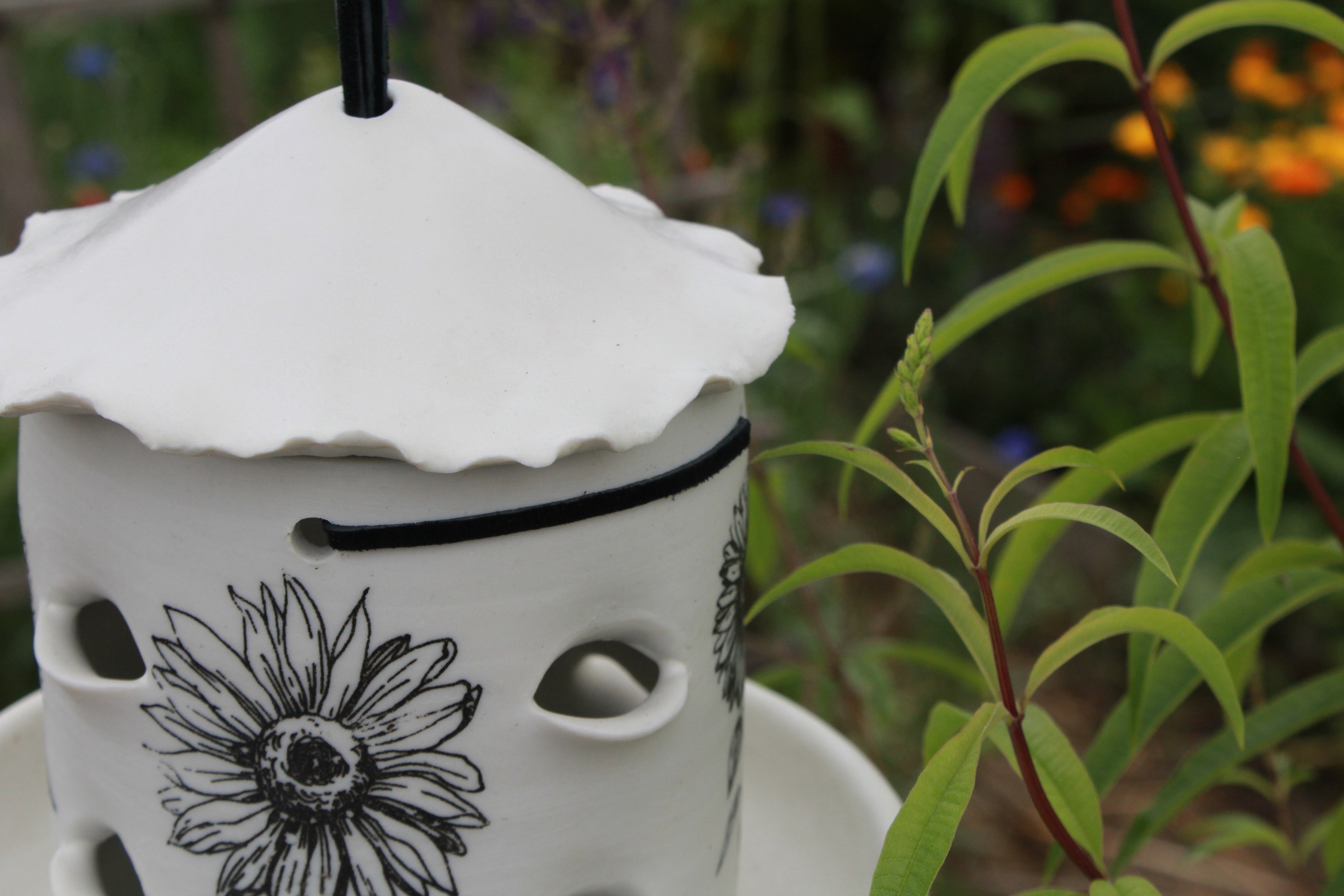 Ceramic Seed Bird Feeder - Sunflowers