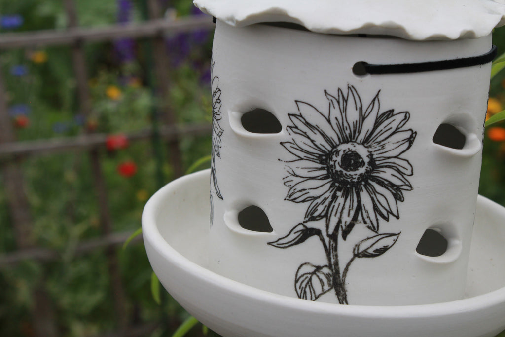 Ceramic Seed Bird Feeder - Sunflowers