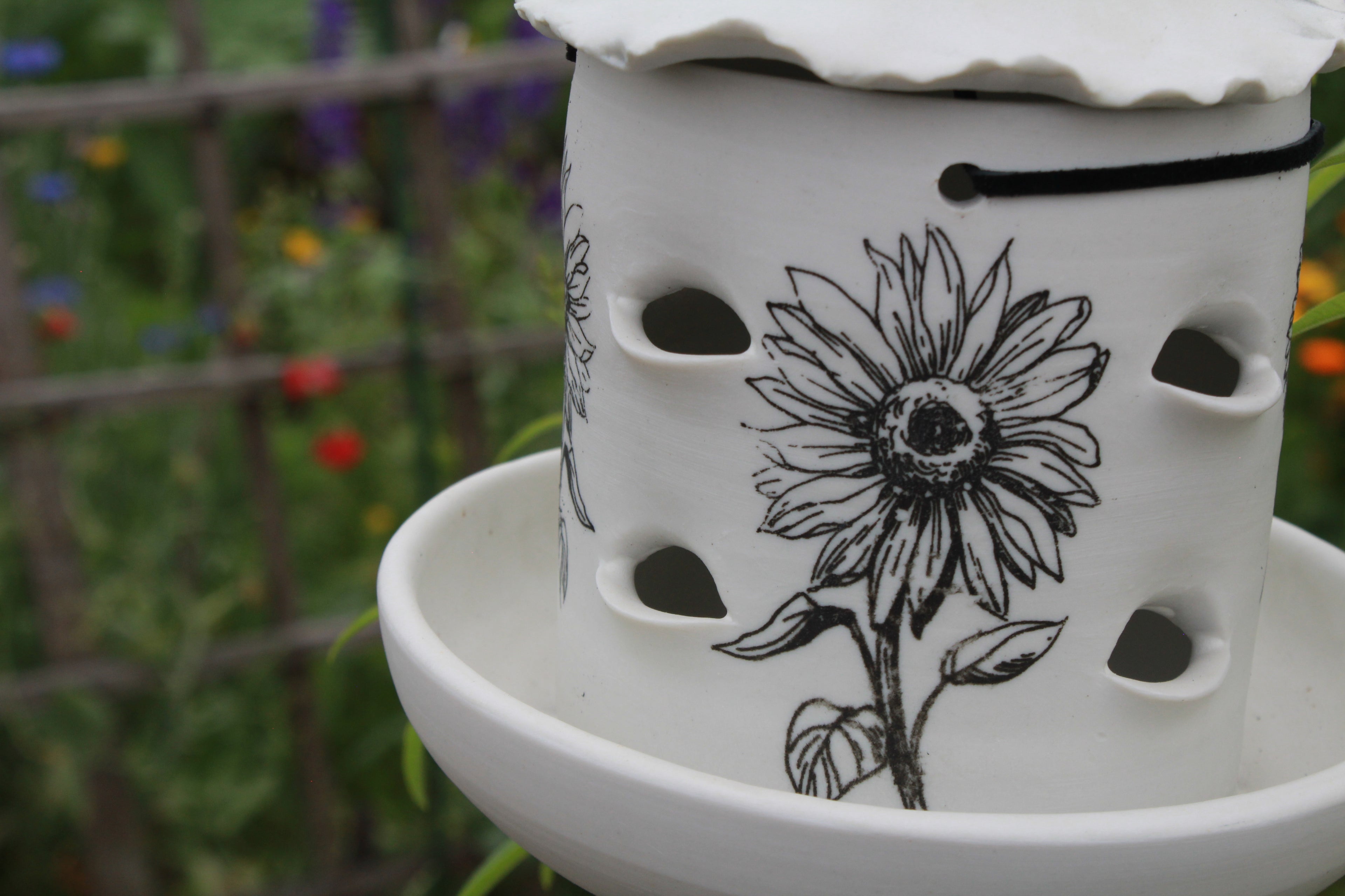 Ceramic Seed Bird Feeder - Sunflowers