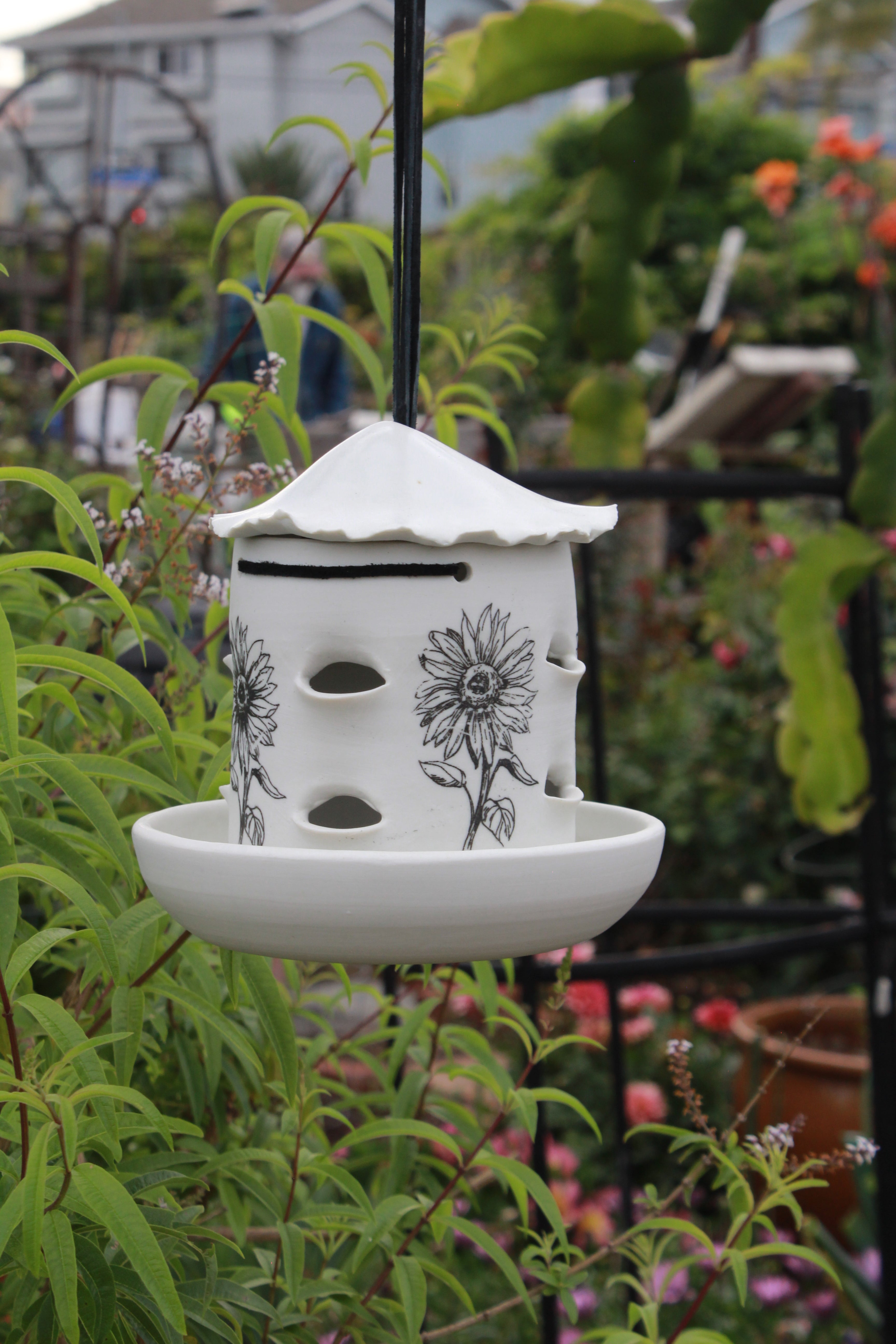 Ceramic Seed Bird Feeder - Sunflowers