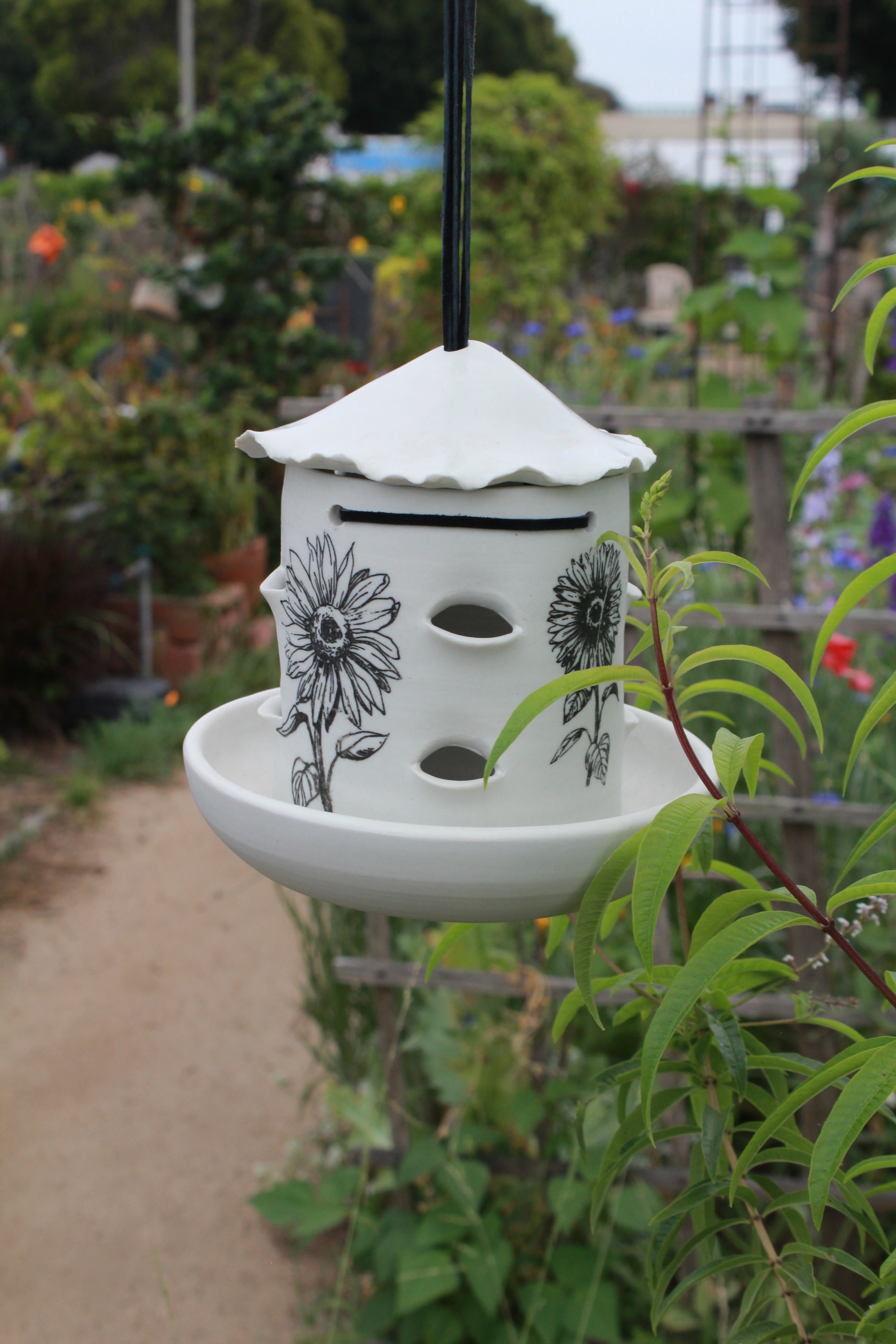 Ceramic Seed Bird Feeder - Sunflowers