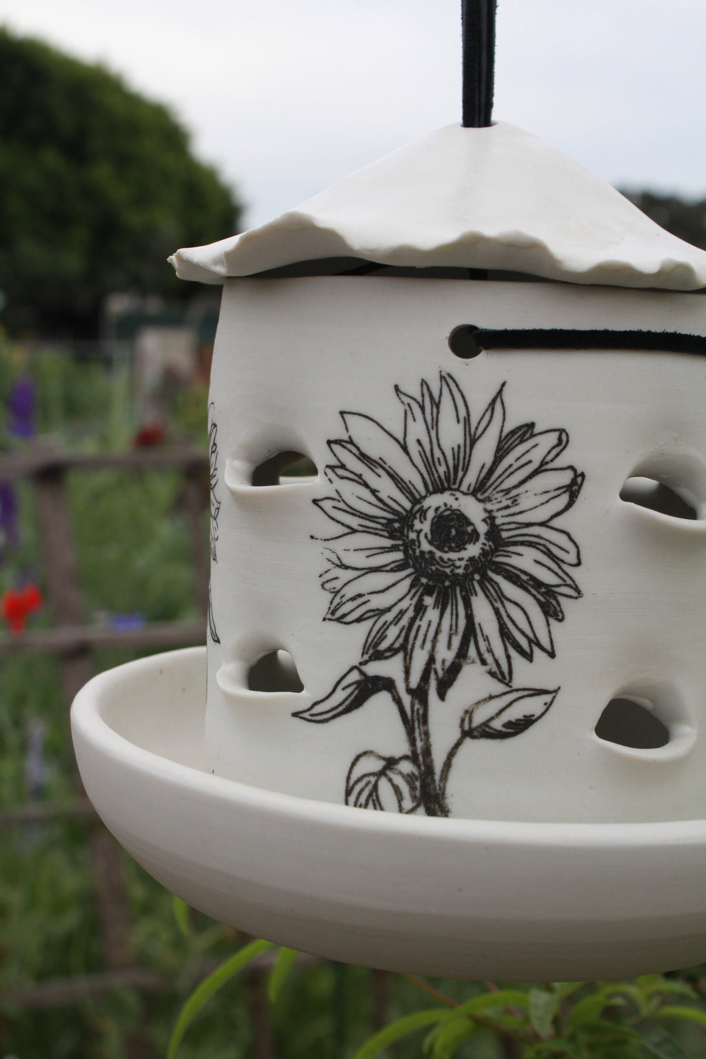 Ceramic Seed Bird Feeder - Sunflowers