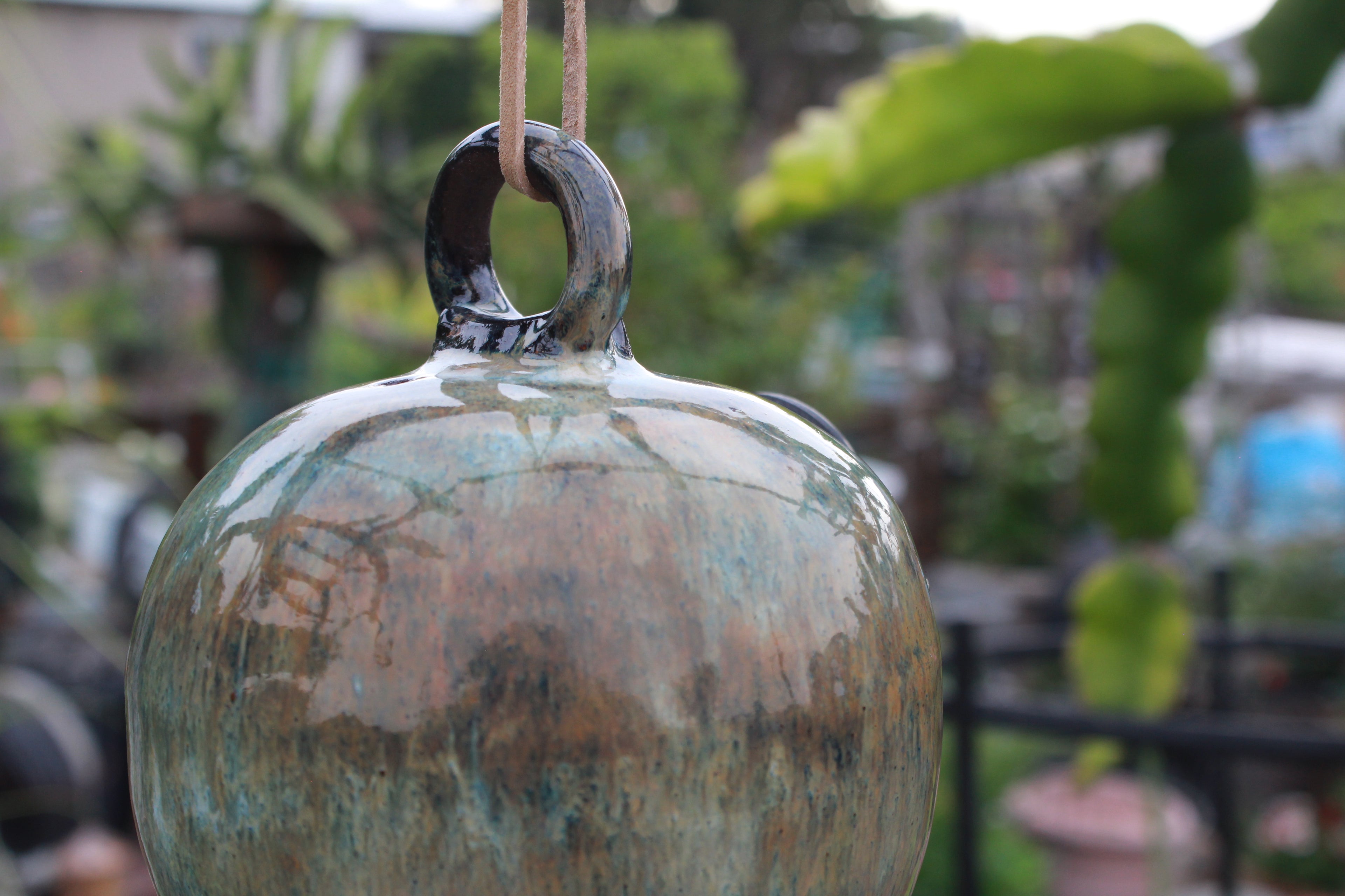 Ceramic Hummingbird Bird Feeder - Hazy Green