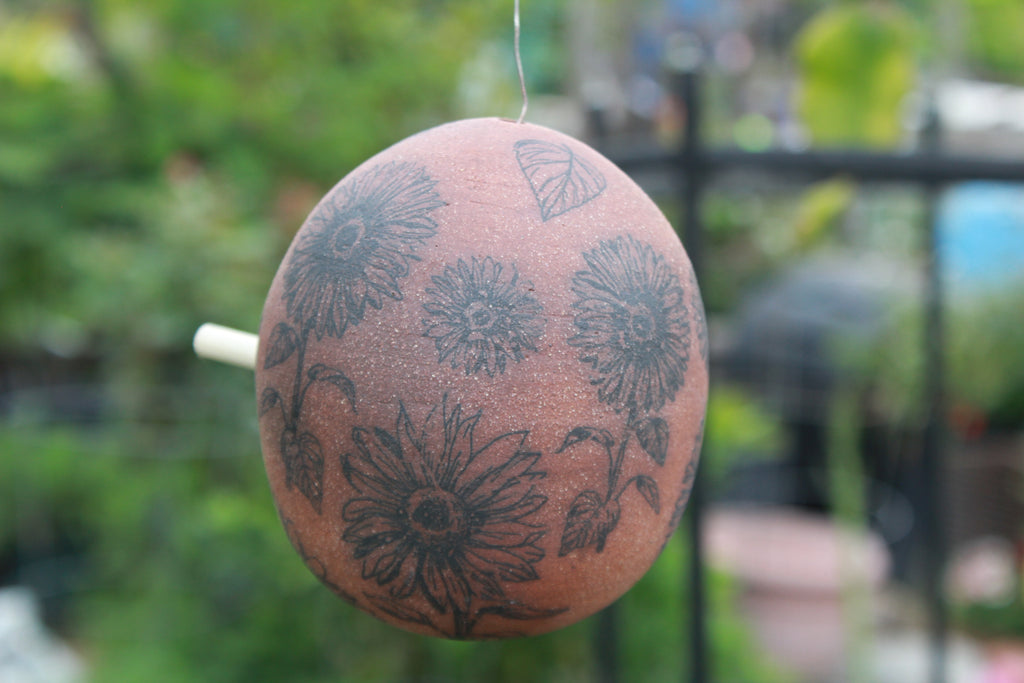Ceramic Bird House - Earthy Sunflowers