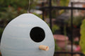 Ceramic Bird House - Marbled Blue