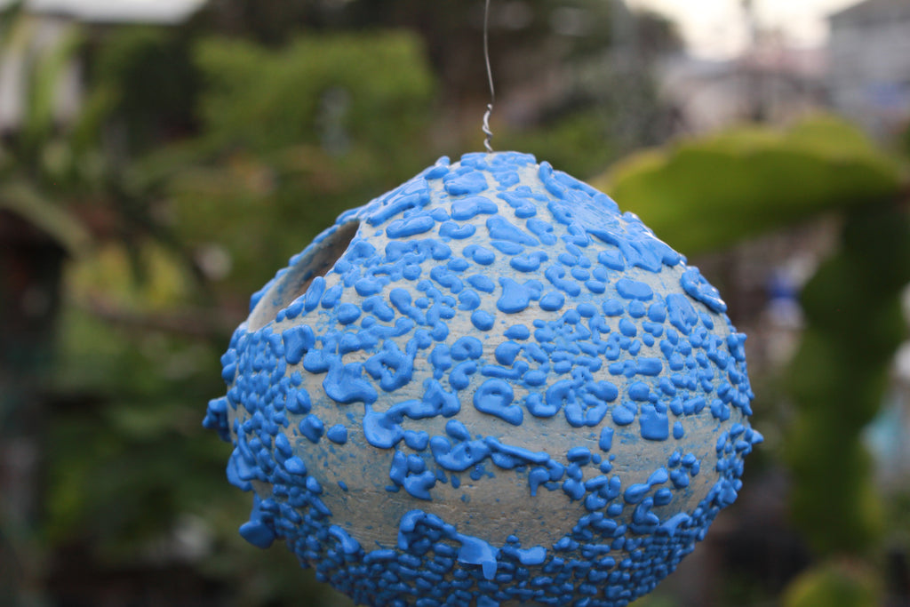 Ceramic Bird House - Drops of Blue