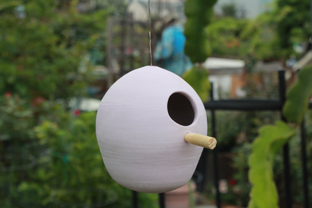 Ceramic Bird House - Lavender